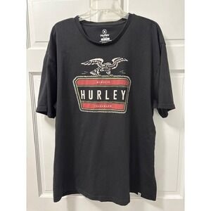 Men's XL Hurley Short Sleeve Shirt Black w/ Eagle Logo